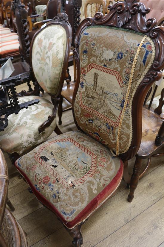 A Victorian walnut nursing chair